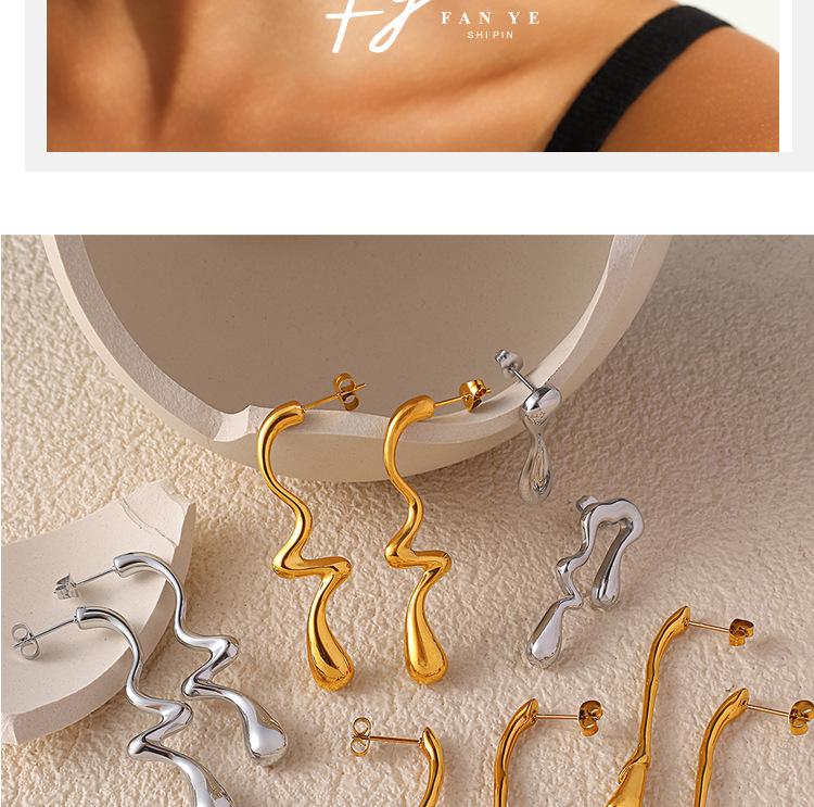 Retro Lava Irregular Titanium Steel Water Drop Stud Earrings for Women