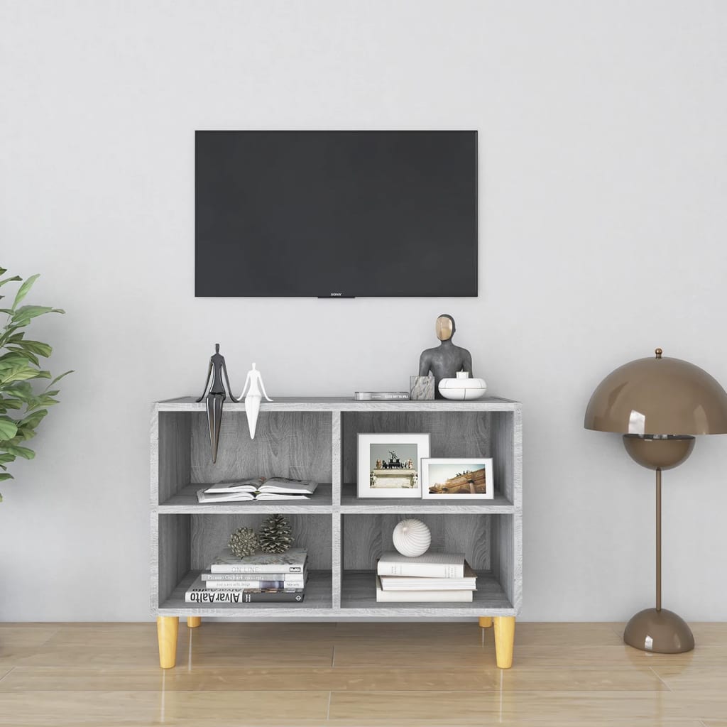 Vidaxl Szafka Pod Tv, Drewniane Nóżki, Szary Dąb Sonoma, 69,5X30X50 Cm