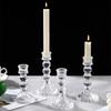 Vintage Glass Candle Holder Transparent Durable Roman Column Candlestick Romantic Thicken Simple Candles Stand Table Centerpiece