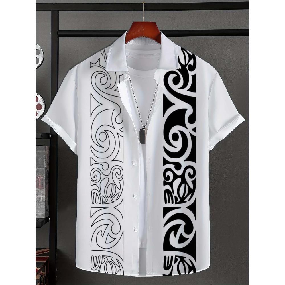 Hawaiianisches Ethno-Muster Design 3D-gedruckt Herrenhemd Sommer Casual Bedruckt Kurzarm Strand Hawaiianische Oberteile Herrenbekleidung