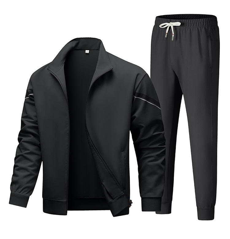 

Повседневный спортивный костюм кардиган большого размера худи модный комплект L чёрный