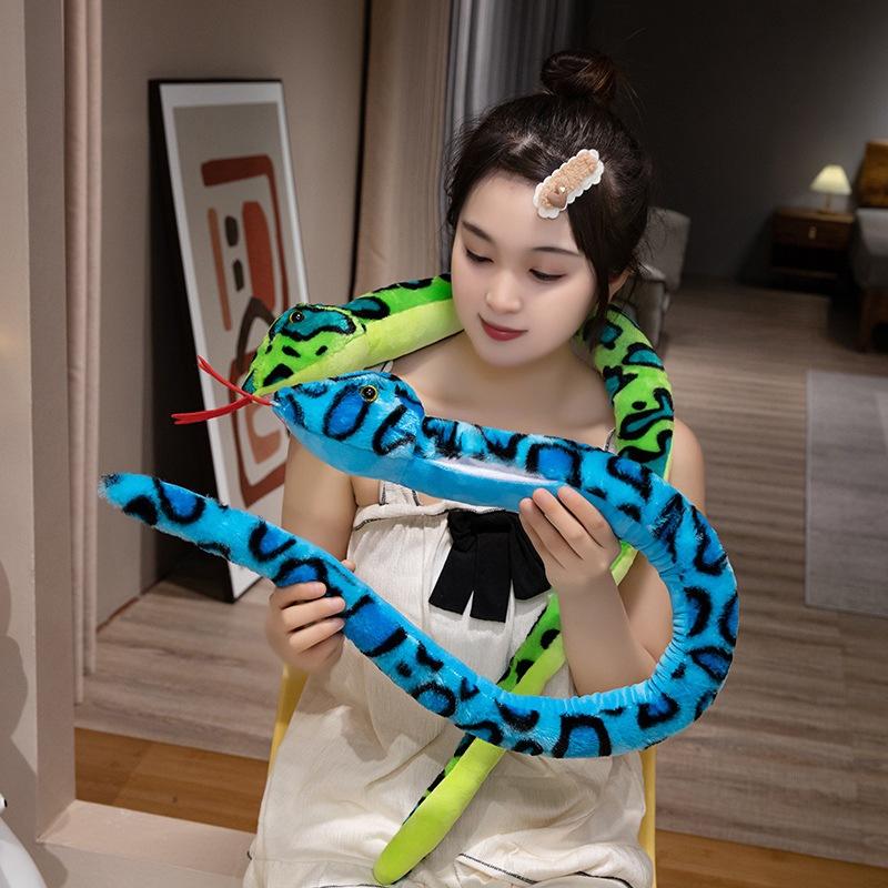 Glowing colorful snake doll plush toy doll big snake zodiac snake doll boy trick rag doll