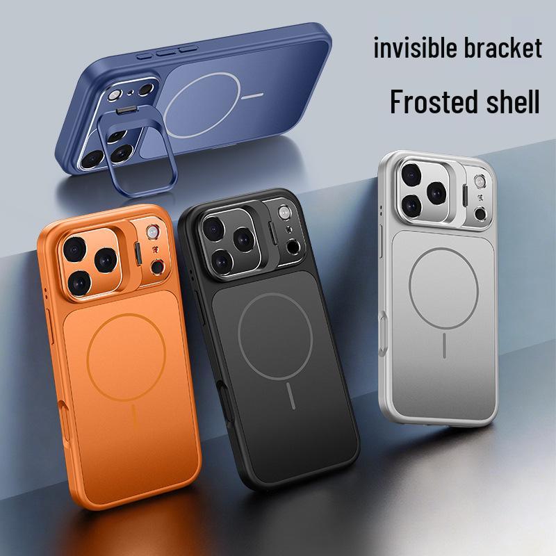 Orange magnetische Schutzhülle mit Objektivständer für Apple 17 Pro Max