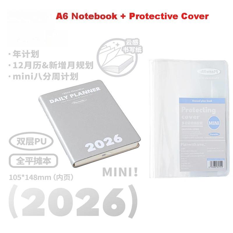 2026 Pocket A6 Notebook Planner Soft Cover Mini Journal Daily Plan Weekly Yearly Monthly Planning Agenda Calendar Gift