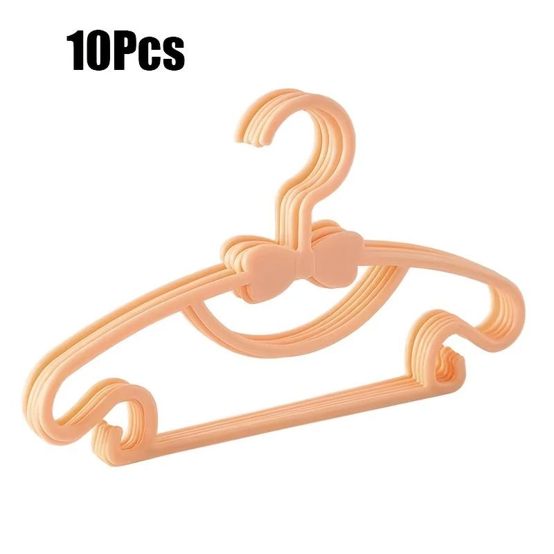 10Pcs Balcony Windproof Children's Clothes Hanger, Household Plastic Clothes Support, Thick Bow Tie Clothes Hanger