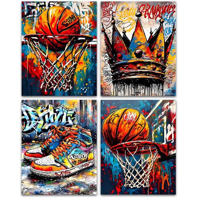 LNLAGBO pirational Basketball Wall Art Prints,Basketball Art Prints,Sports Canvas Posters for Sports Fans Boys Guys Room Dorm Bedroom Wall Decor,Set