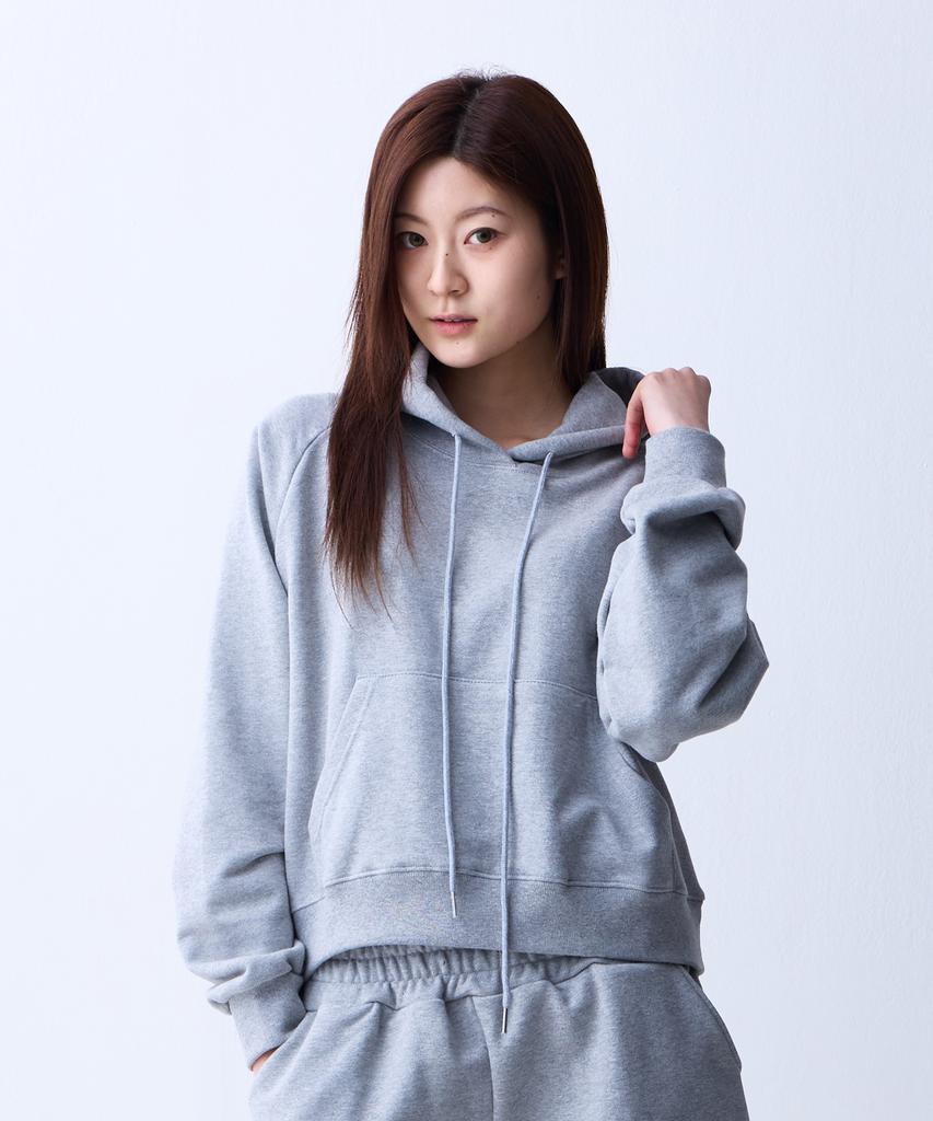 CRUSHST Slimline Crop Sweat Raglan Hoodie Gray