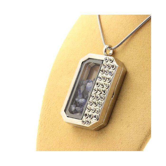 Pierres et Minéraux. Collier Benitoite brut. Modèle demi-rectangle.