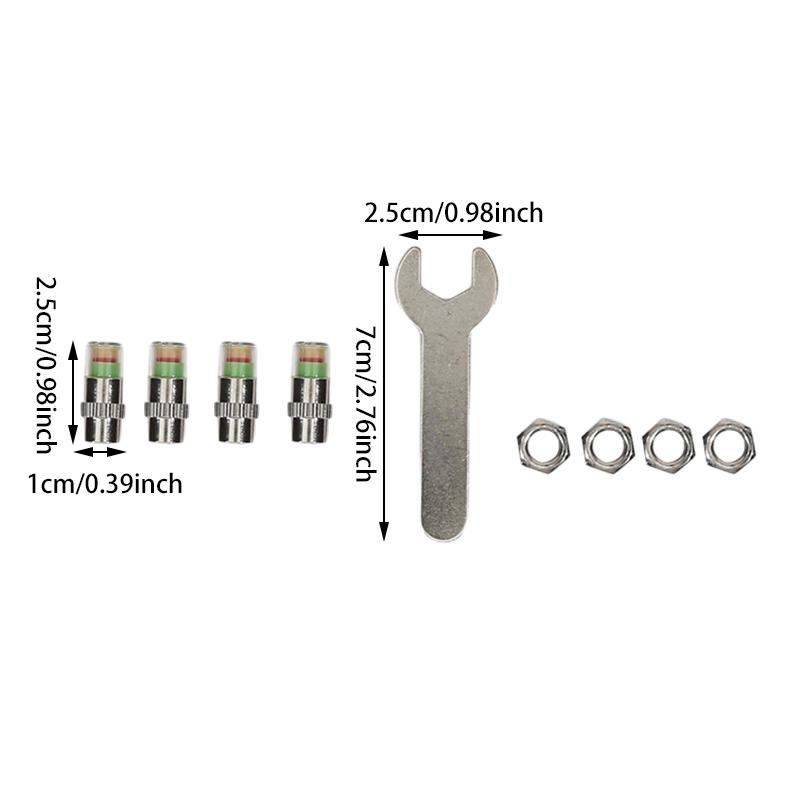 4Pcs Car Tire Pressure Monitor Valve Stem Caps Tire Pressure Monitor Sensor Indicator Set