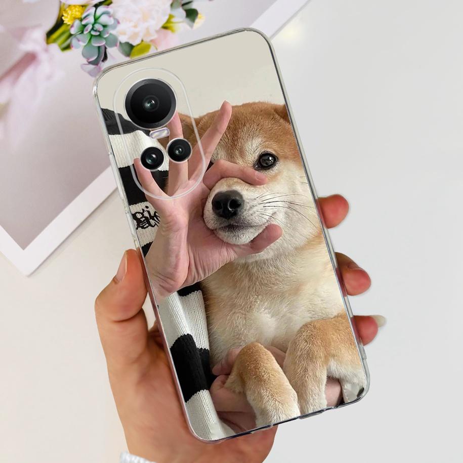 For Oppo Reno 10 Pro 5G Case Reno 10 Phone Case Fashion Flower Cartoon Clear Silicone Shockproof Cover For Reno10 Pro Plus Coque