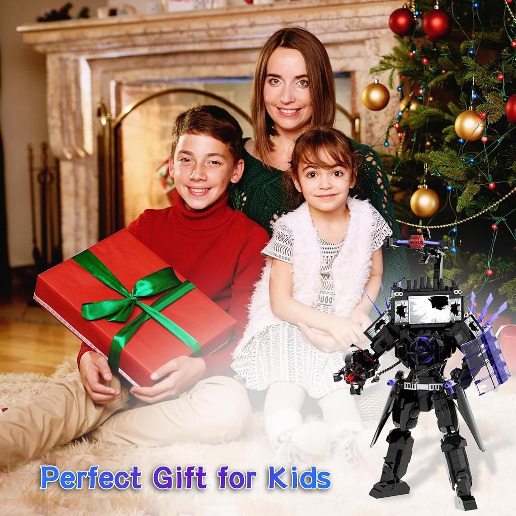 Bentex Skibidi Toilet Upgraded Damaged TV Man Figure Building Block Set, Upgraded Cameraman Speakerman Game Model Collectible Building Bricks