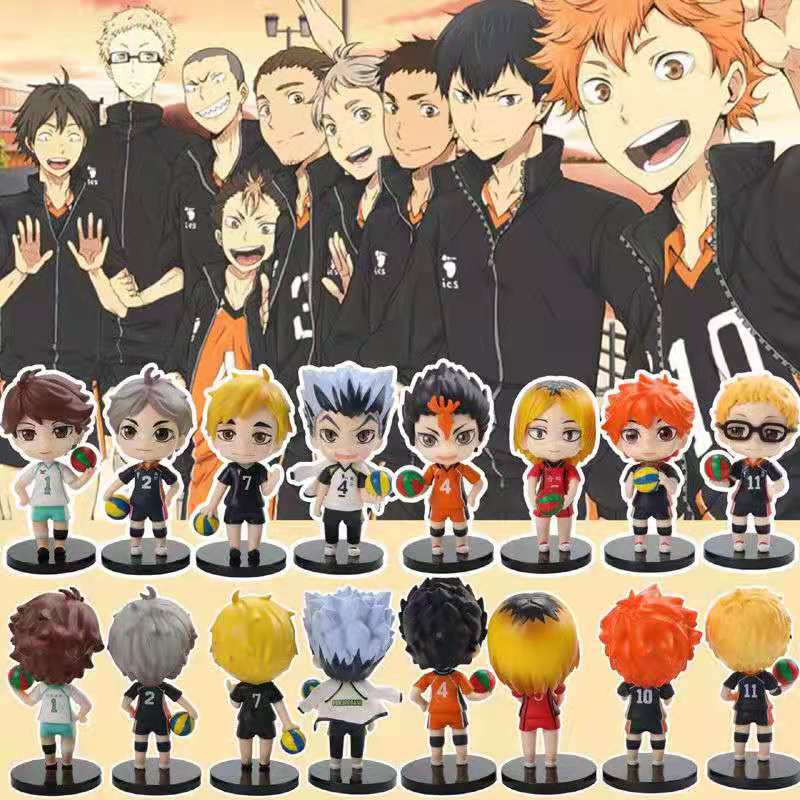 6Pcs/8pcs/set Haikyuu !! Anime Action Figure Toys Kenma Kozume Shoyo Hinata Kotaru Bokuto Yu Nishinoya Model Doll For Kids