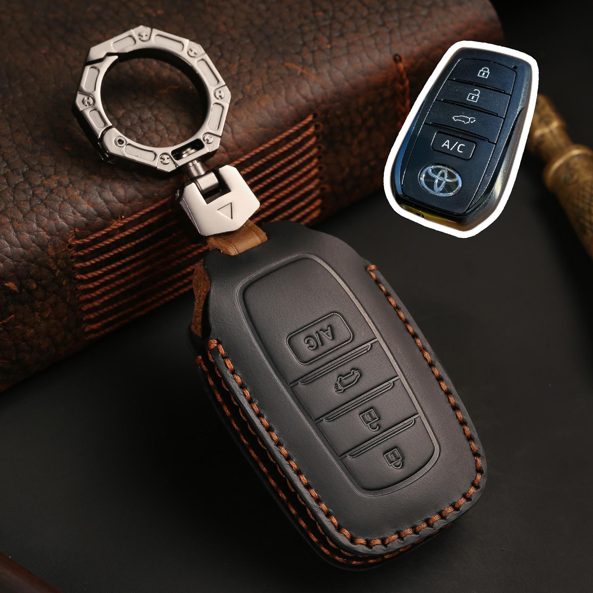 

Кожаный защитный чехол для ключа дистанционного управления Toyota bZ4X 2022 Corolla Crown. чёрный