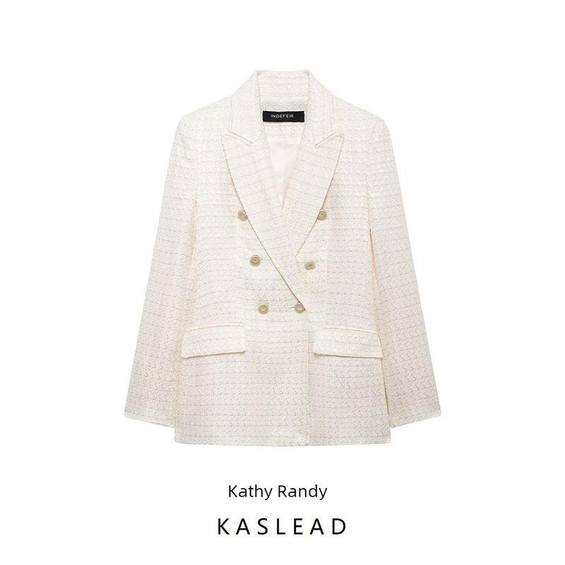 Kaslead New Arrival Women's Fashion Style Fashion Minimalist Textured Double Breasted Suit Outwear 9104960