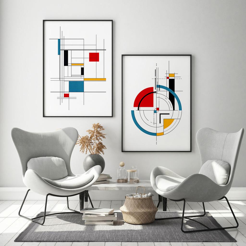 Set of Two Posters Geometry Mondrian