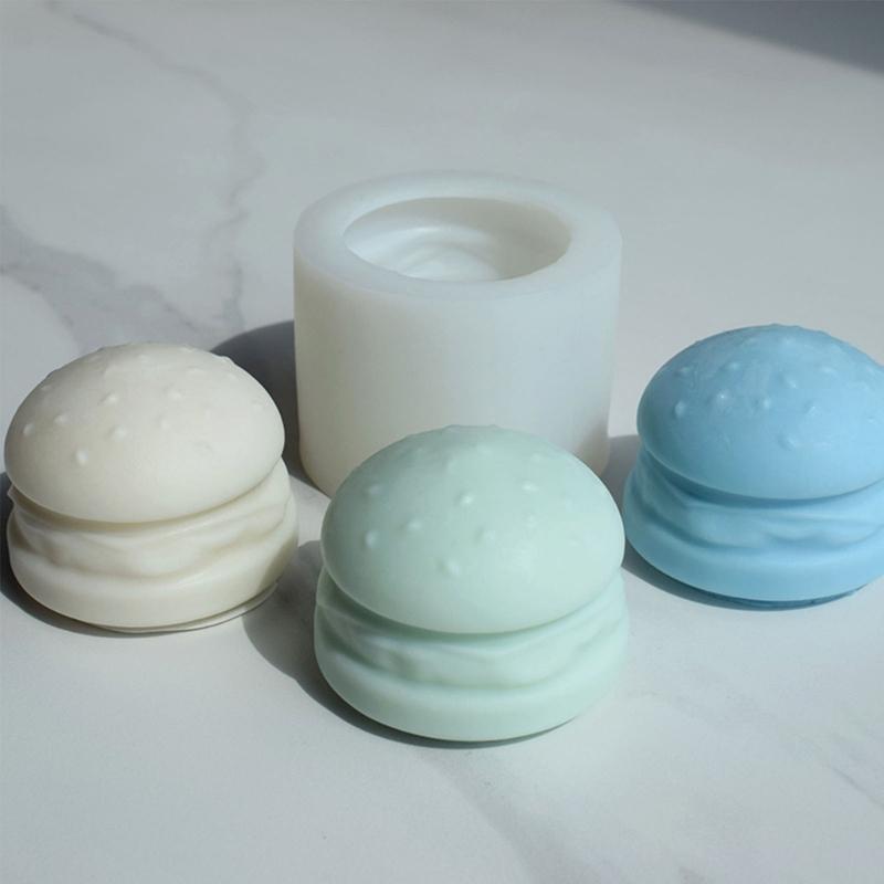 Soap Molds Scented Candle Mould Silicone Craft Moulds Hamburger Shaped Clay Mold Silicone Material for Hand-Making Lover