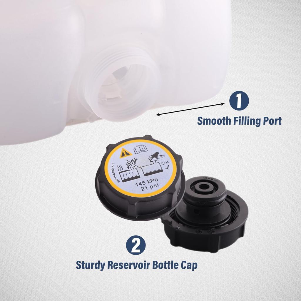 603-382 Front Engine Coolant Recovery Reservoir Tank With Cap, Compatible With 2012-2018 Focus 2013-2016 Escape 2013-2018 C-Max 2014-2016 Transit