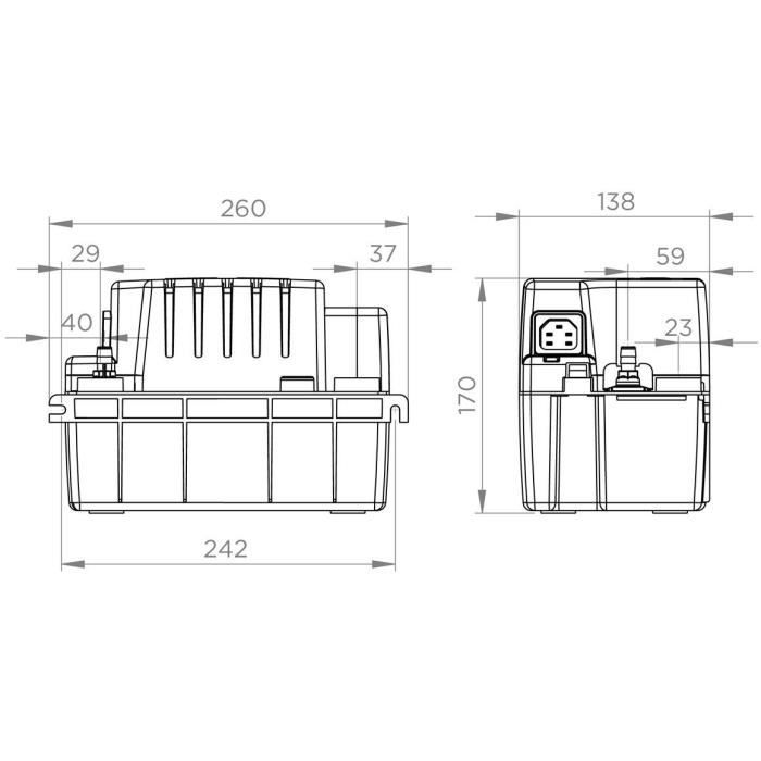 Pompe de relevage de condensats - SFA - Sanicondens Eco V02 - Chaudière / Climatisation - 45 dBA - 2 entrées