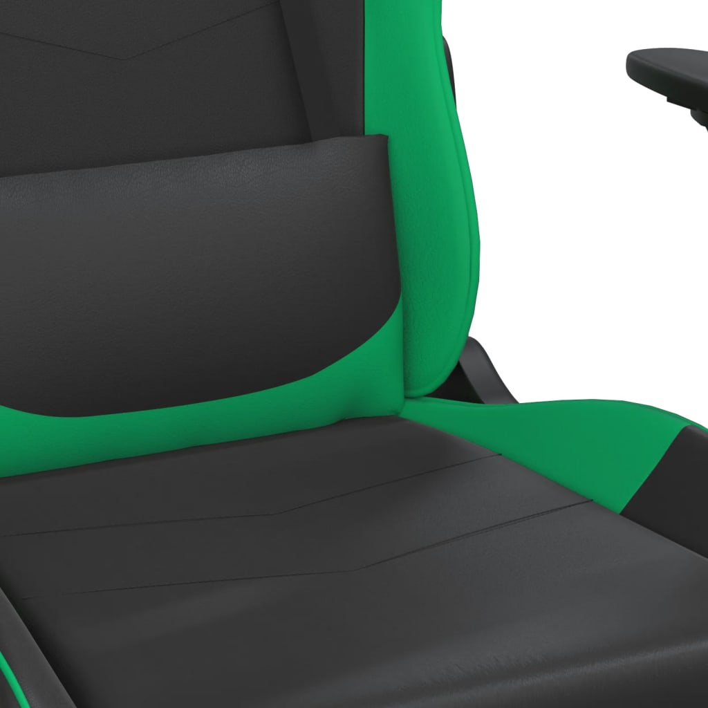 Gaming Chair with Massage Function Black and Green Artificial Leather