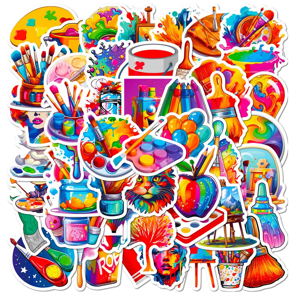 50 Painting Stickers Oil Painting Shein Art Fashion Diy Children'S Art Painting Graffiti Stickers