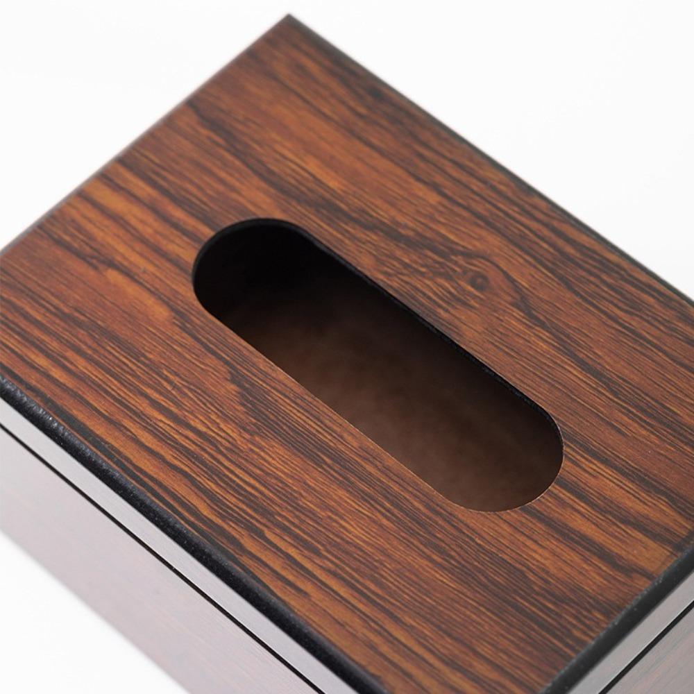 Vintage Paper Storage Box Imitation Walnut Wood Napkins Holder Desktop Tissue Box  Bedroom