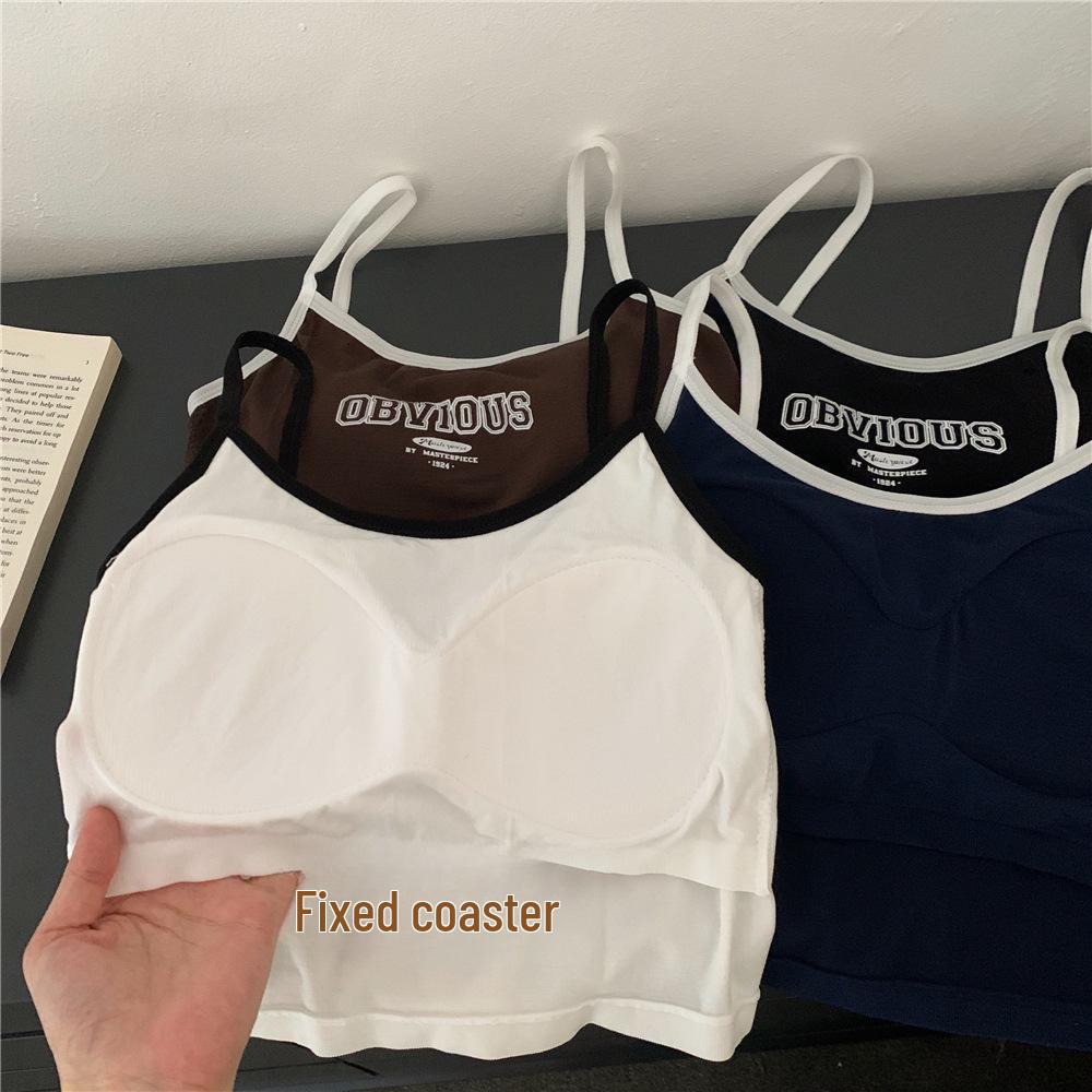 2024 Women's Slim Fit Letter Print Camisole: Sweet & Spicy Style with Chest Pad for Summer