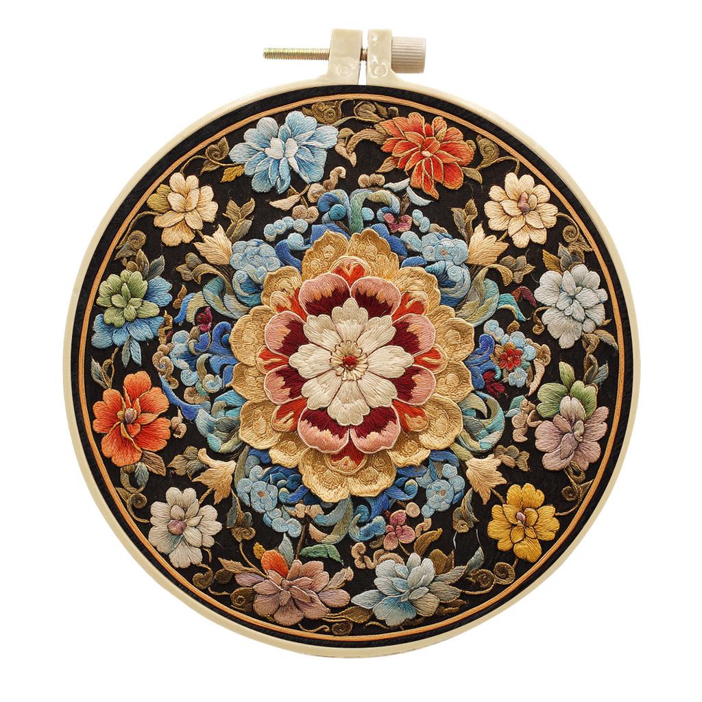 1pc Floral Embroidery DIY Fabric Craft Kit with Tools