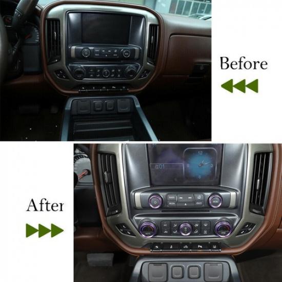 8X Purple Console Radio AC/Air Condition Switch Trim for Chevy Silverado 2014-18