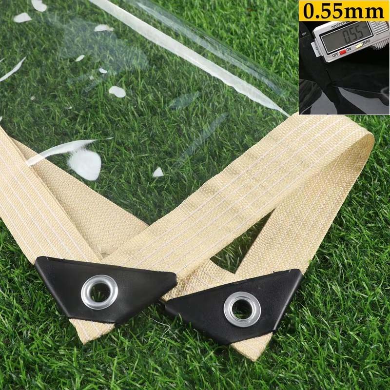 0.55mm Heavy Duty Clear PVC Tarpaulin Pergola Winter Insulation Film See Though Tarp Curtain Waterproof Garden Plants Raincover