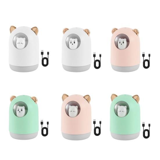 Portable Mini Humidifier 300ML Cartoon USB Cool Mist Humidifier with Colorful Lights Small Personal Desktop Humidifier with Auto Shut-Off