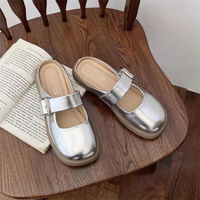 Flat-bottomed Bag Head Lazy Half Slippers Women's Summer Wear 2025 New Fashionable Versatile Mary Jane Cool Slippers