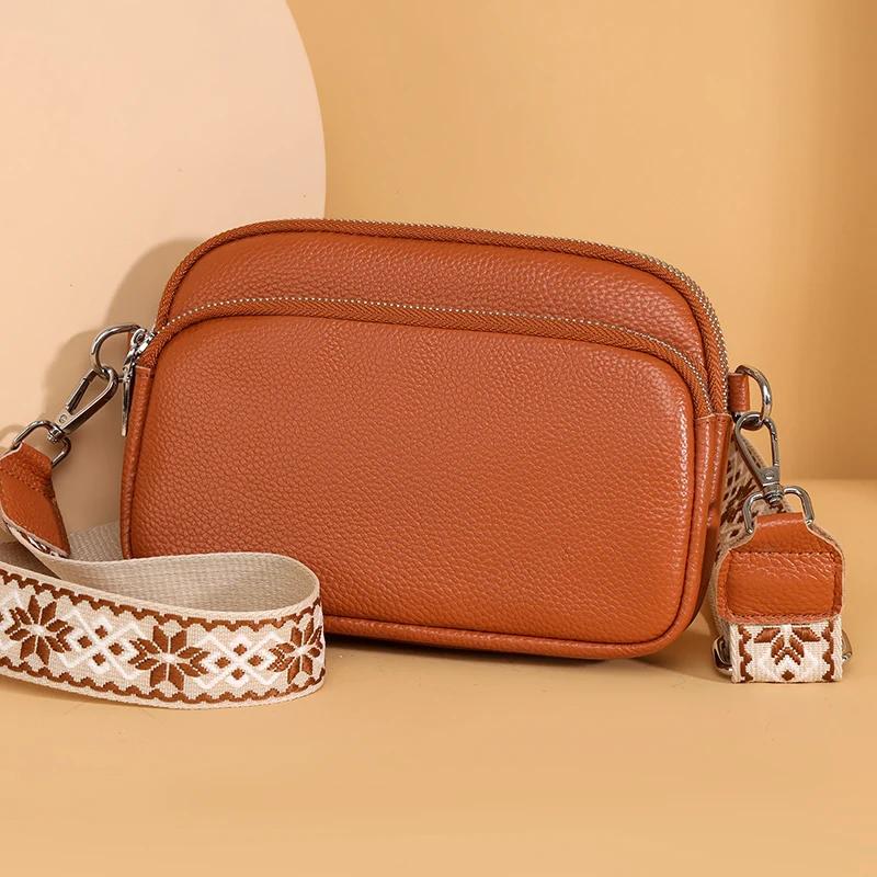 New high-quality genuine leather women's crossbody bags  shoulder luxury  solid color  cowhide  feminine messenger tote bag