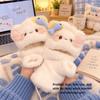 Half Finger Cartoon Cat Gloves One Size Flip Top Gloves Cute Plush Kitty Gloves  For Women