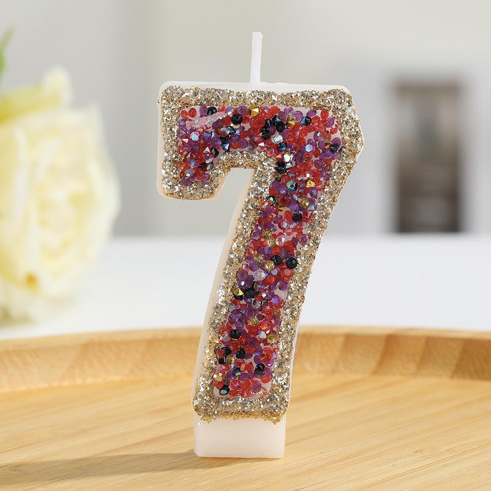 Champagne Glittering Seven-Color Luxury Number Candles for Birthdays