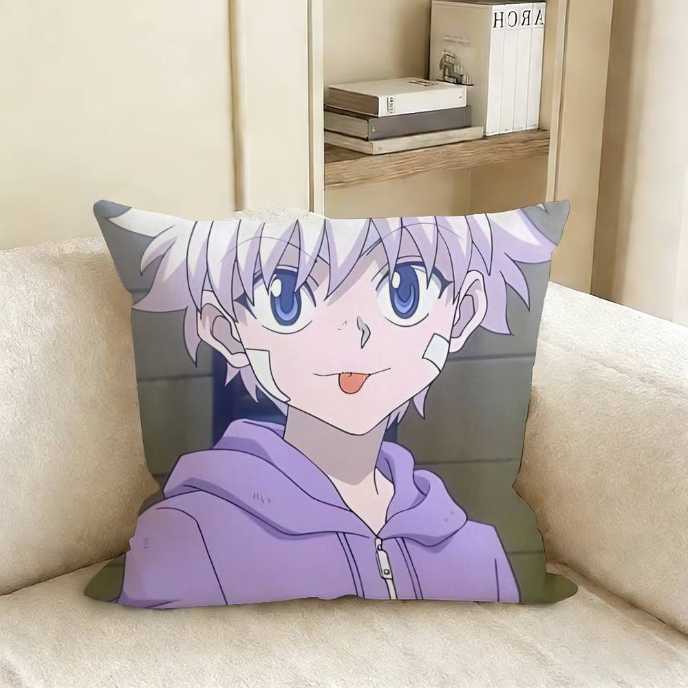 K-Killua Zoldyck H-Hunter X Hunter Various Sizes Square Pillow Case For Car Home Bedchamber Decor Peach skin 18*18(CM)-1Pcs