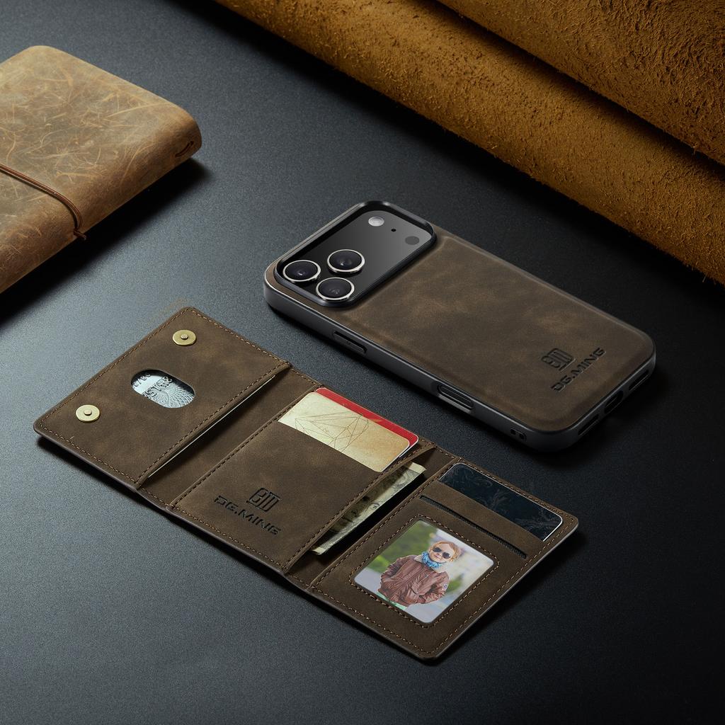 Luxury Leather Phone Case for IPhone 17 Pro Max Air16E 16 14 15 Plus 13 12 11 Pro Max Magnetic Detachable Card Stand Wallet