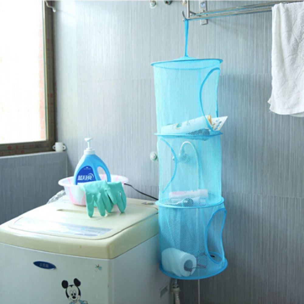 Cylindrical Cylindrical Storage Hanging Bag Mesh Cylindrical Storage Basket  Bathroom