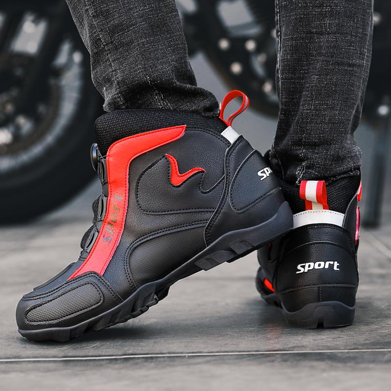 Motorradschuhe Herren High Top Professionelle Fahrstiefel Mode Outdoor Übergröße Lässig Weiche Sohle Sportschuhe Motorradstiefel