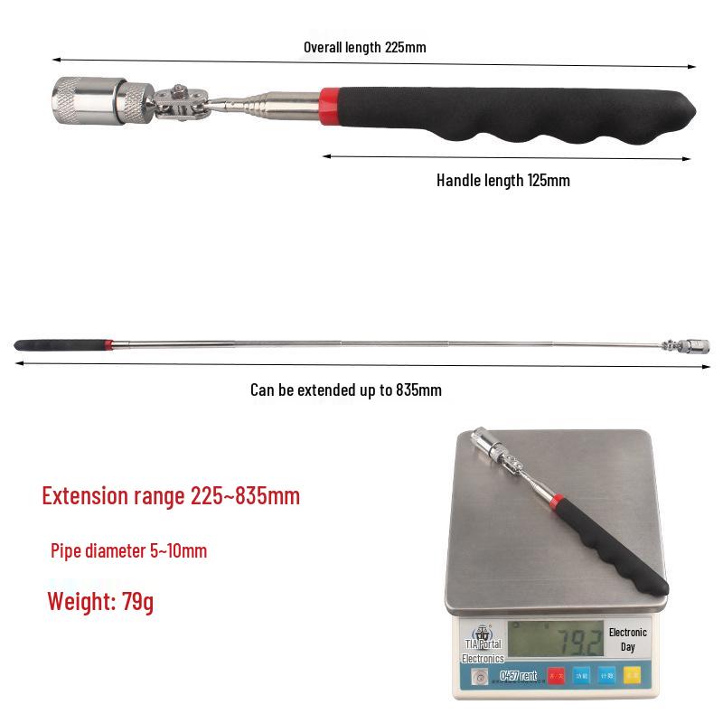 Retractable Magnetic Pickup Tool with LED Light for Car Repairs