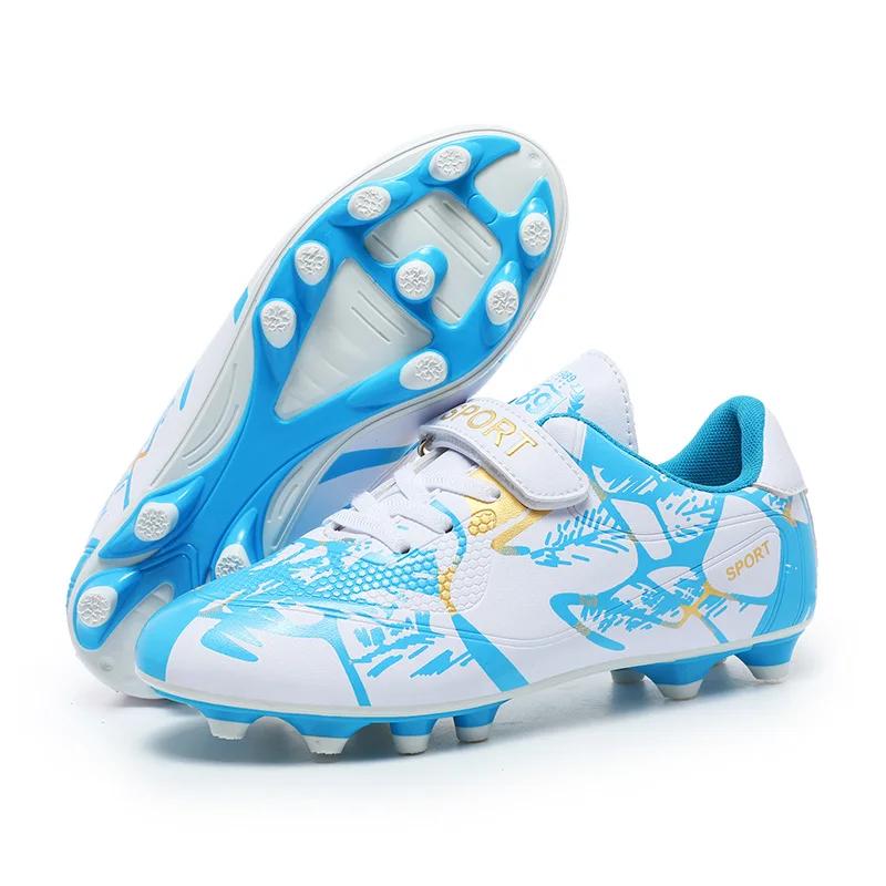 Outdoor Golden Children's Football Training Shoes AG/TF Soccer Cleats Kids Boys Quality Football Boots for Children Futsal Shoes