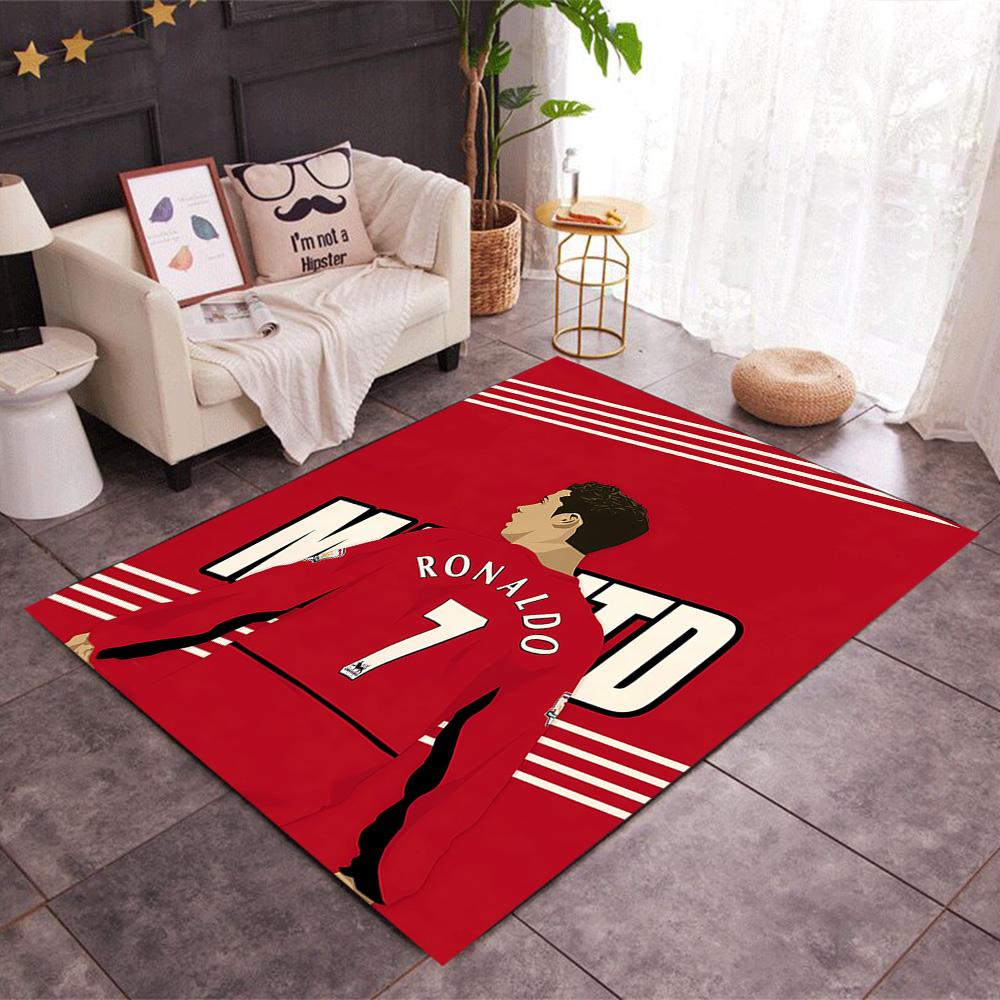 Ronaldo's Legacy In Red Themed Anti-Slip Rugs - Polyester Home Decor, Suitable for Bedrooms, Living Rooms, Doorways, Studios, and Decorations