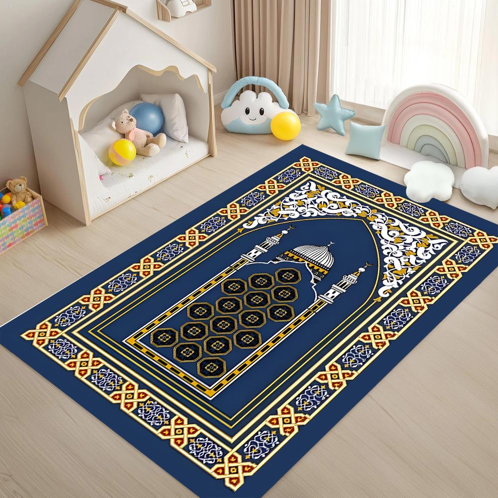 Islamic Mosque Pattern Prayer Rug Non Slip Soft Easy Clean Ideal for Home Prayer Area Vacation House Traditional Religious Decor
