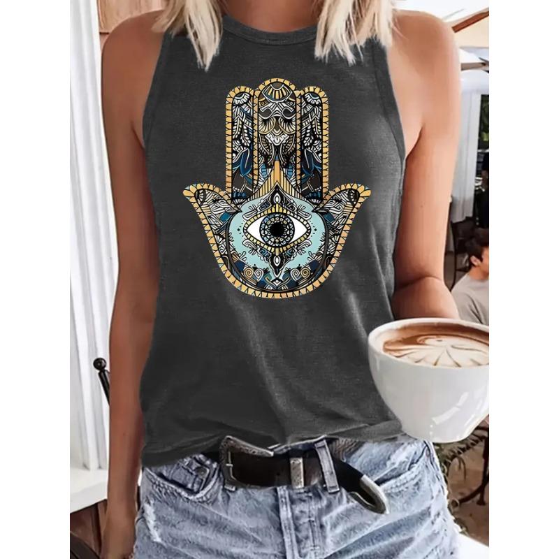 

Универсальный и удобный женский жилет с принтами глаз и ладоней, мягкий жилет L темно-серого