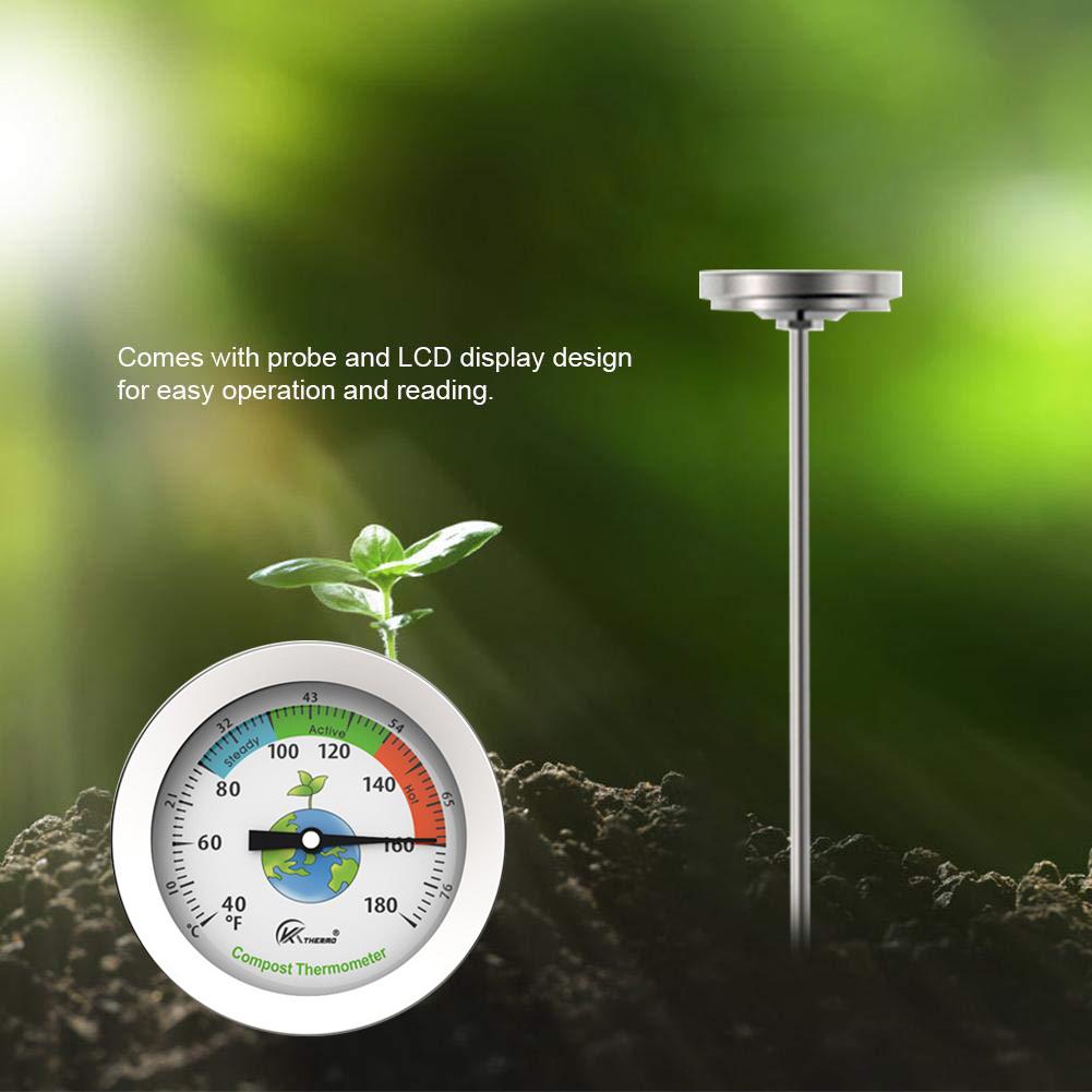 Stainless Steel Thermometer Temperature Monitor for Garden Lawn Plant Pot Japanese Movement Compost Soil Tester Meter