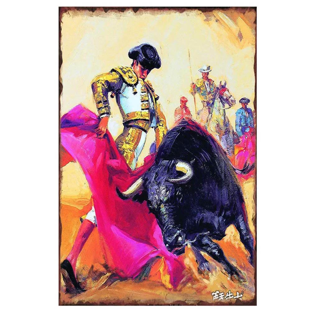 Spanish Bullfighter Poster Retro Metal Tin Signs Plate Passionate Girl Tinplate Plaque Pub Home Wall Decoration xcm