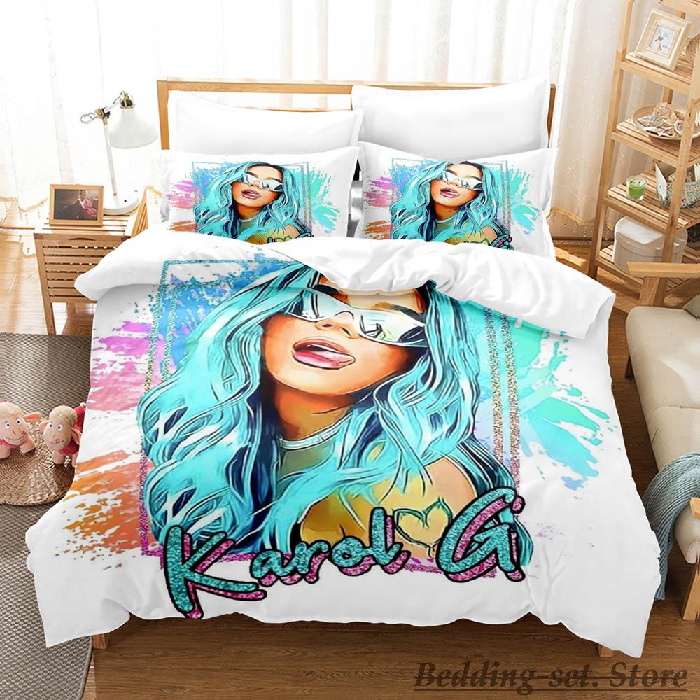 Comforter Personelity Sexy Karol G Bedding Set Cartoon Anime Three-Piece Set Adult Kid Bedroom Duvet Sets 3D Girls Karol G Bedding