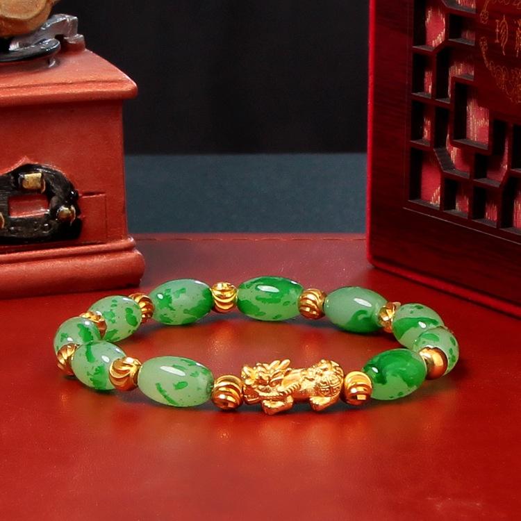 Bracciale Lucky Women Jade Pixiu Bracciale 3d PiYao Uomo e Donna Pendentif Pishu Oro Finto