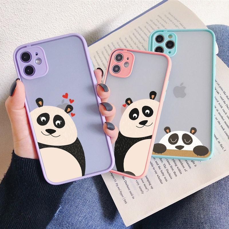 Creative Panda Family Cute Animal Phone Case for iPhone 15 12 13 11 14 Pro Max 7 8 Plus SE 2020 X XR XS Shockproof Couple Cover