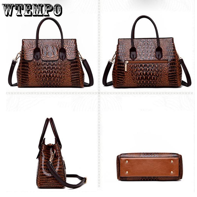 WTEMPO Torebki damskie ze skóry aligatora Projektantki damskie Messenger Torby na ramię Retro Tote
