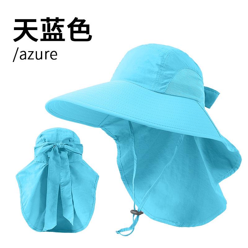 Big-brimmed bucket hat women's dew ponytail sun protection hat summer sun hat outdoor sun hat UV protection mountaineering hat